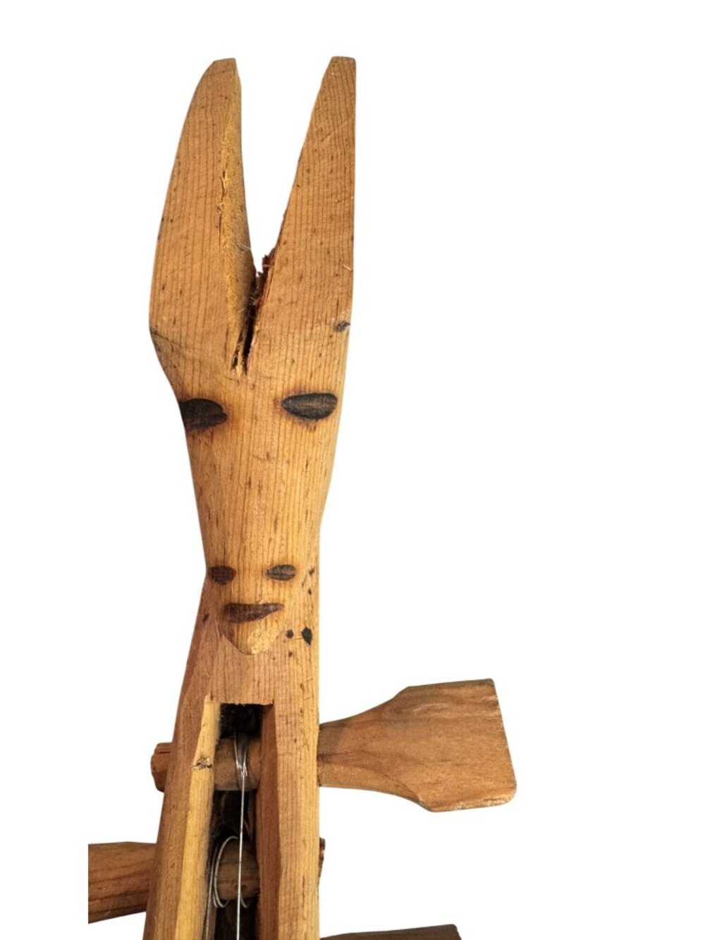 Vintage Hand Carved Wood African String Instrument Wall Art Sculpture 22” - Picture 5 of 9